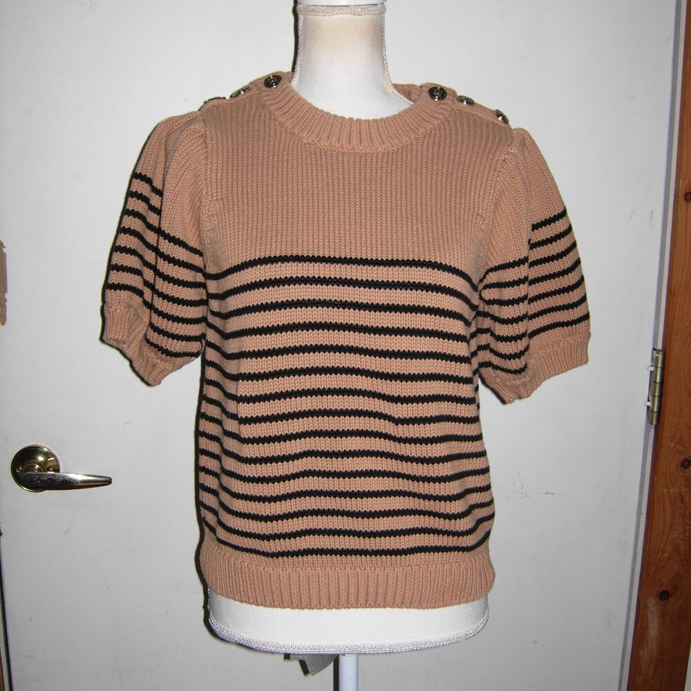 English Factory Striped Pullover Puffy Sleeve Sweater